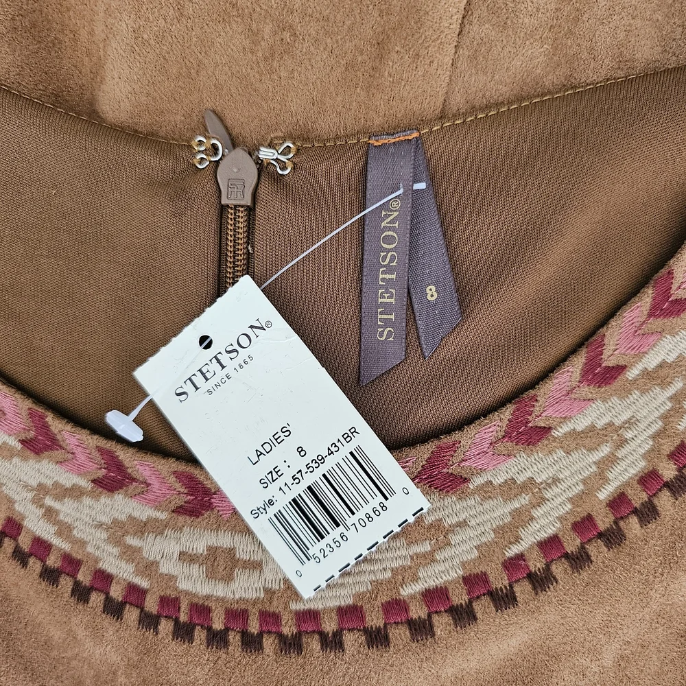 Stetson Tobacco Brown Sleeveless Faux Suede Mini Dress - Picture 11 of 16
